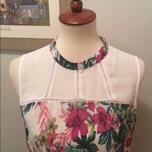 City Streets Floral Mock Neck Sleeveless Top